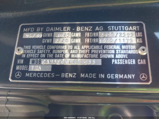 Продаж на аукціоні авто 1989 Mercedes-benz 420 Sel, vin: WDBCA35EOKA487955, номер лоту: 44069481