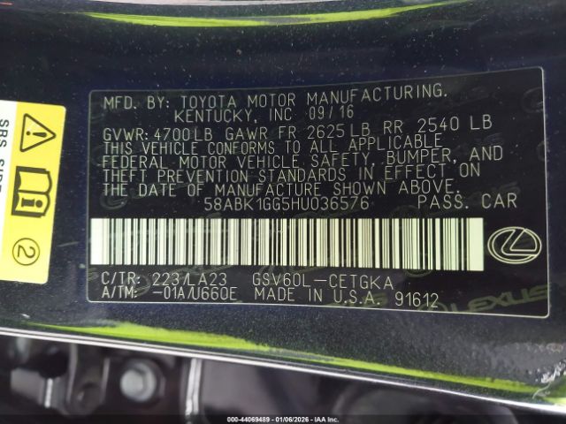 2017 LEXUS ES 350 58ABK1GG5HU036576 Photo 8