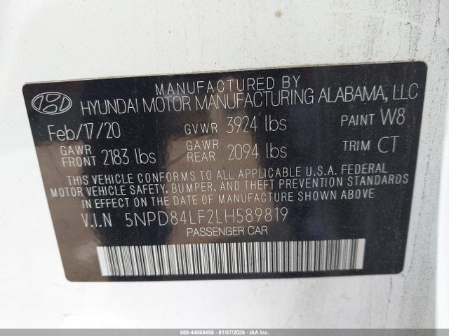 2020 HYUNDAI ELANTRA 5NPD84LF2LH589819 Photo 8