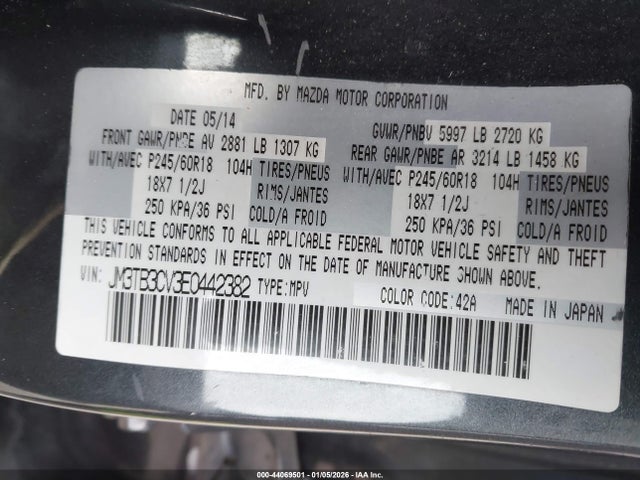 Mazda Cx-9 Touring 2014 JM3TB3CV3E0442382 Image 9