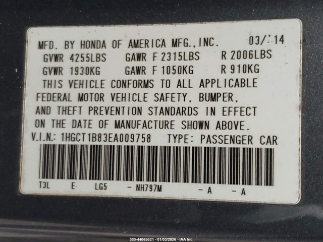 Honda Accord Ex-l 2014 1HGCT1B83EA009758 Image 9