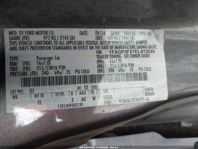 Ford FOCUS SE 2014 1FADP3F21EL413029 Image 9