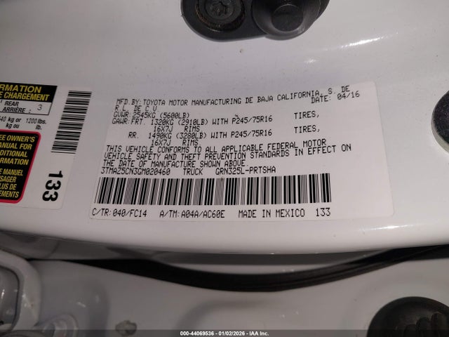 3TMAZ5CN3GM020460 Toyota Tacoma Sr5 V6
