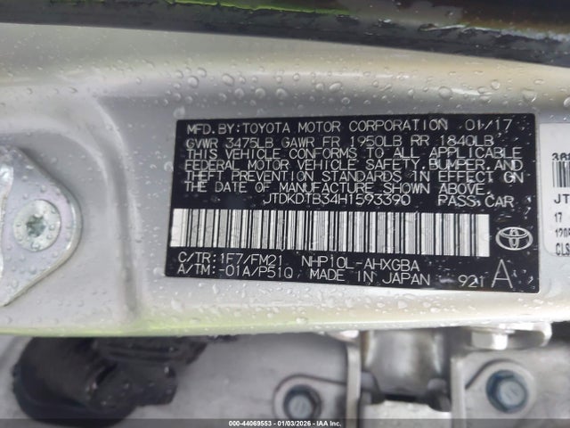 Продаж на аукціоні авто 2017 Toyota Prius C Three, vin: JTDKDTB34H1593390, номер лоту: 44069553