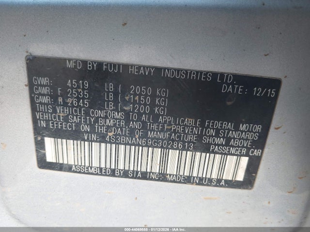 4S3BNAN69G3028613 Subaru Legacy 2.5i Limited