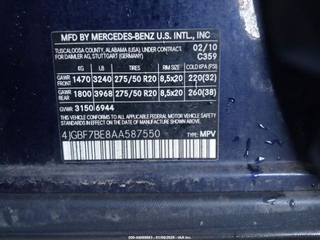 2010 MERCEDES-BENZ GL 450 4JGBF7BE8AA587550 Photo 8