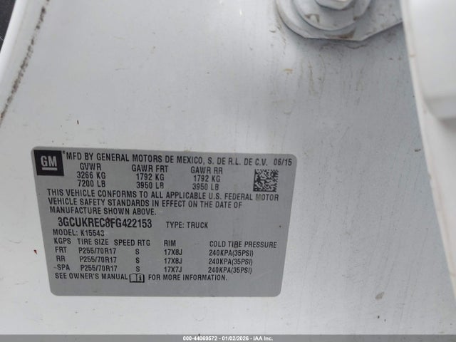 3GCUKREC8FG422153 Chevrolet Silverado 1500 1lt