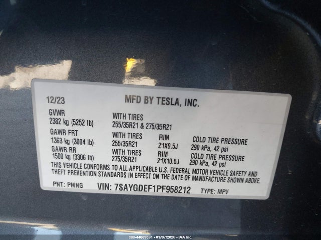 7SAYGDEF1PF958212 Tesla Model Y Performance Dual Motor All-wheel Drive