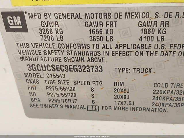 Chevrolet Silverado 1500 1lz 2014 3GCUCSEC9EG323733 Image 9