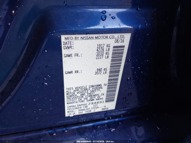 1N4AL3APXGC284891 Nissan Altima 2.5 Sr