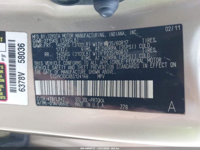 2011 TOYOTA SIENNA 5TDYK3DCXBS124148 Photo 8