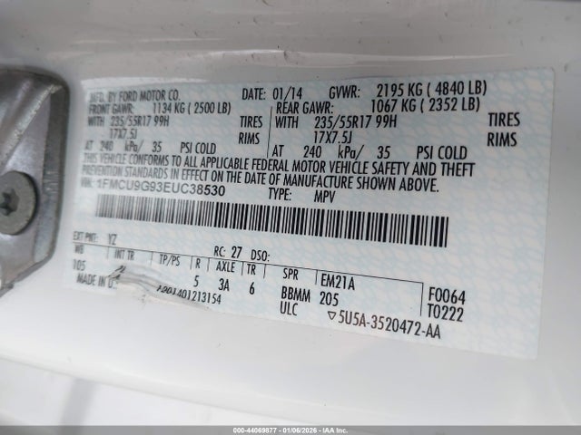 1FMCU9G93EUC38530 Ford ESCAPE SE