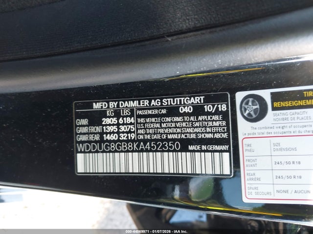 Aukcja sprzedaży 2019 Mercedes-benz S 560 4matic, vin: WDDUG8GB8KA452350, numer aukcji: 44069971