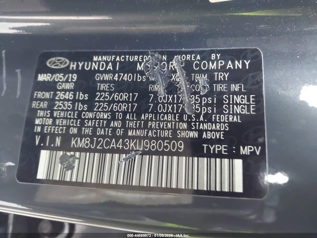 2019 HYUNDAI TUCSON KM8J2CA43KU980509 Photo 8