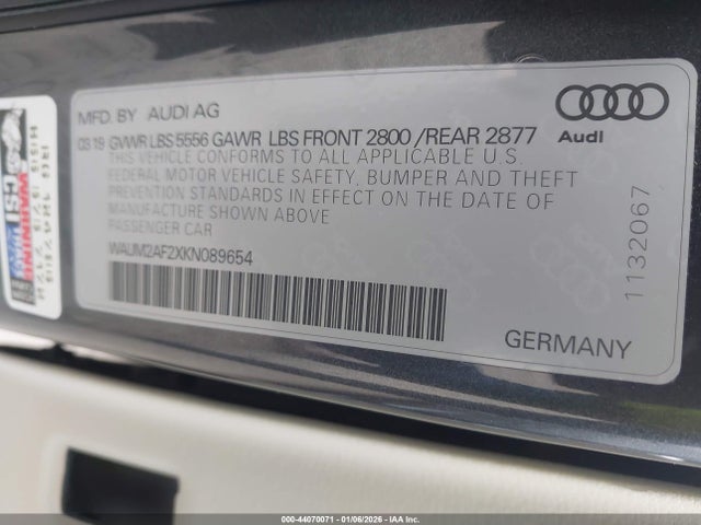 2019 AUDI A6 WAUM2AF2XKN089654 Photo 8