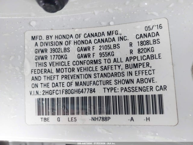 Honda Civic Ex-l 2016 2HGFC1F80GH647784 Image 9
