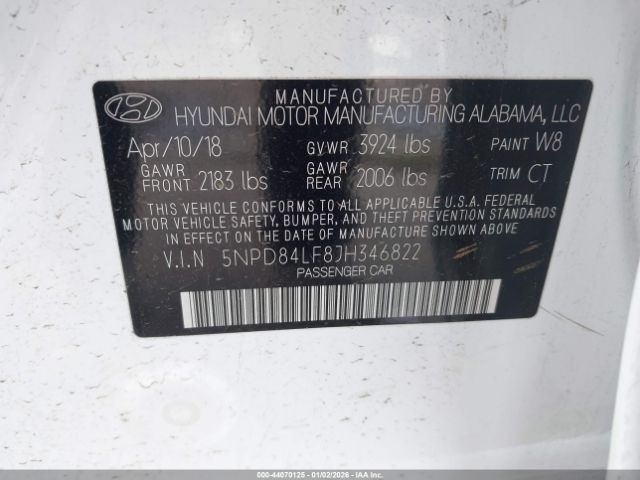2018 HYUNDAI ELANTRA 5NPD84LF8JH346822 Photo 8