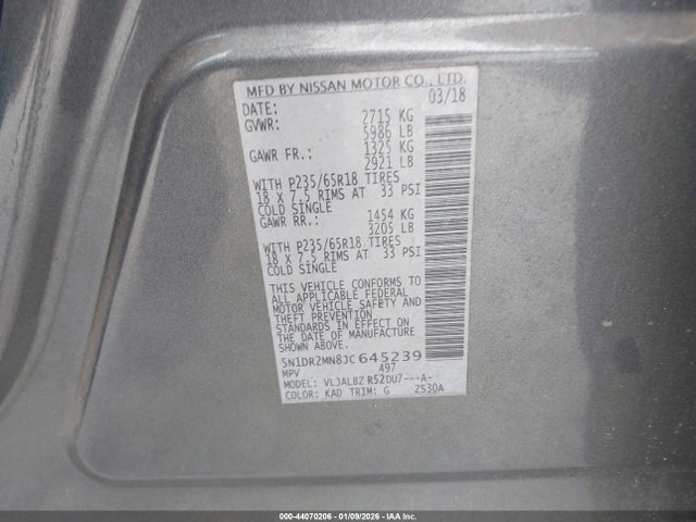 2018 NISSAN PATHFINDER 5N1DR2MN8JC645239 Photo 8