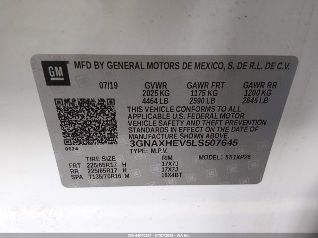 3GNAXHEV5LS507645 Chevrolet Equinox Fwd Ls