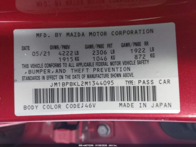 2021 MAZDA MAZDA3 JM1BPBKL2M1344095 Photo 8