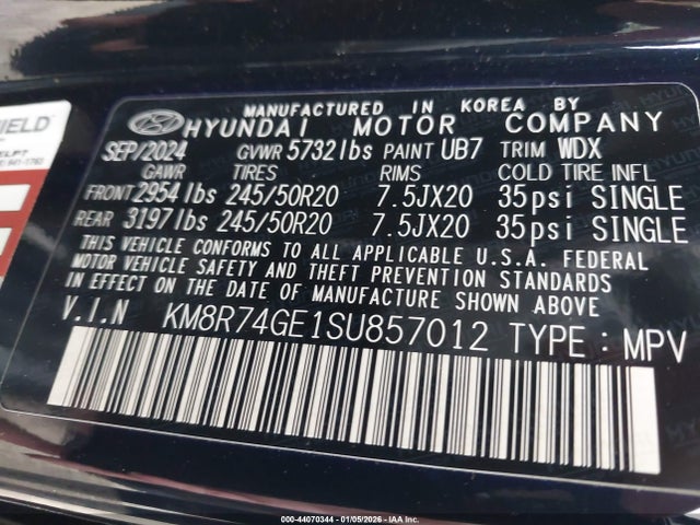 KM8R74GE1SU857012 Hyundai Palisade Calligraphy