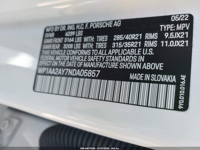 2022 PORSCHE CAYENNE WP1AA2AY7NDA05857 Photo 8