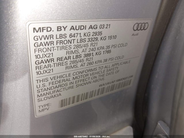 2021 AUDI Q8 WA1AVAF18MD031209 Photo 8