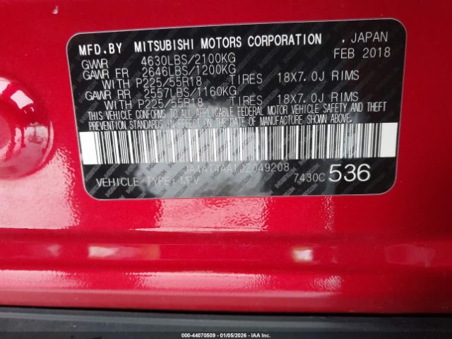 2018 MITSUBISHI ECLIPSE CROSS JA4AT4AA1JZ049208 Photo 8