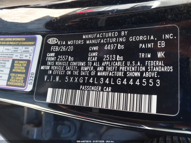 2020 KIA OPTIMA 5XXGT4L34LG444553 Photo 8