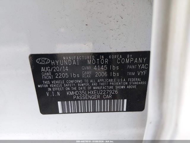 KMHD35LHXEU227926 Hyundai ELANTRA GT