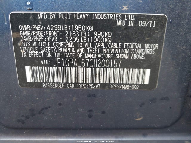 Aukcja sprzedaży 2012 Subaru Impreza 2.0i Sport Premium, vin: JF1GPAL67CH200157, numer aukcji: 44070566