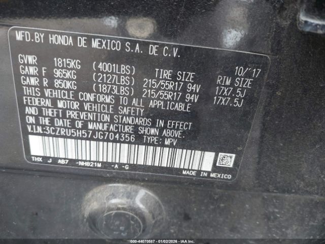 2018 HONDA HR-V 3CZRU5H57JG704356 Photo 8