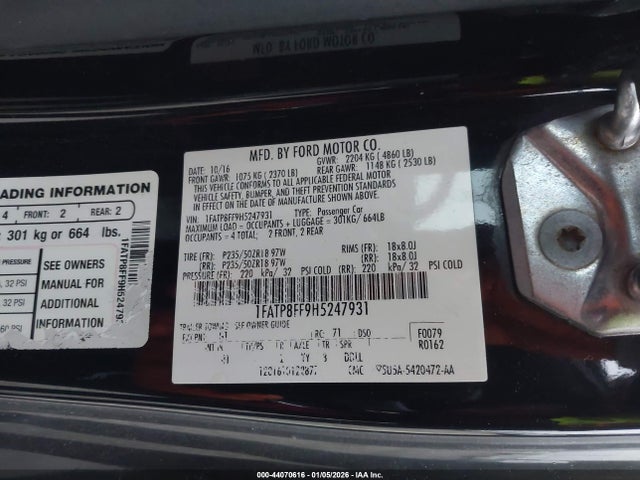 Ford Mustang Gt Premium 2017 1FATP8FF9H5247931 Image 9
