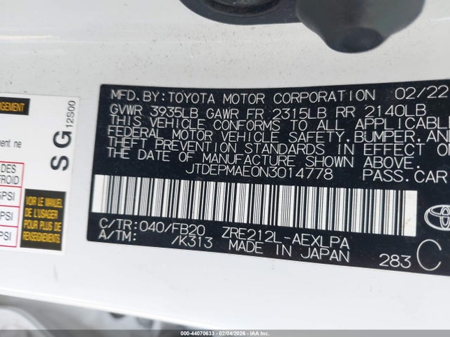 Toyota COROLLA LE 2022 JTDEPMAE0N3014778 Image 9