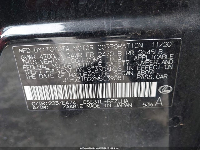 JTHGZ1B2XM5039081 Lexus Is 350 F Sport