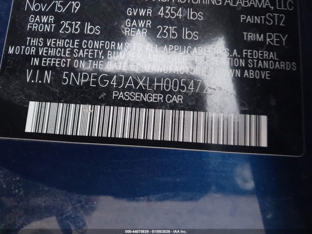 2020 HYUNDAI SONATA 5NPEG4JAXLH005472 Photo 8