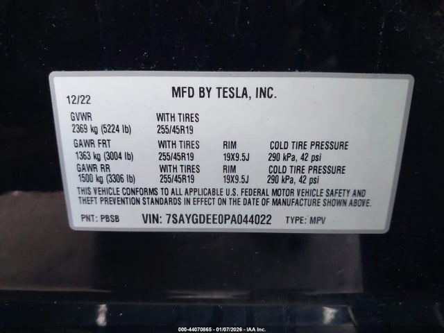 2023 TESLA MODEL Y 7SAYGDEE0PA044022 Photo 8