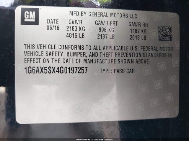 2016 CADILLAC CTS 1G6AX5SX4G0197257 Photo 8