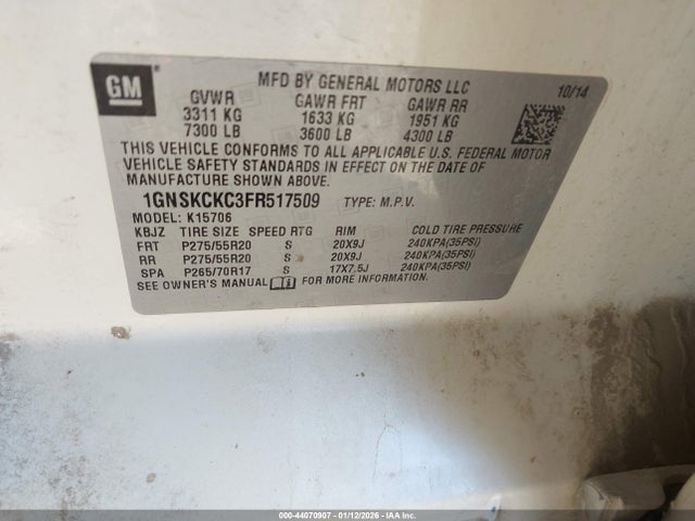 1GNSKCKC3FR517509 Chevrolet Tahoe Ltz