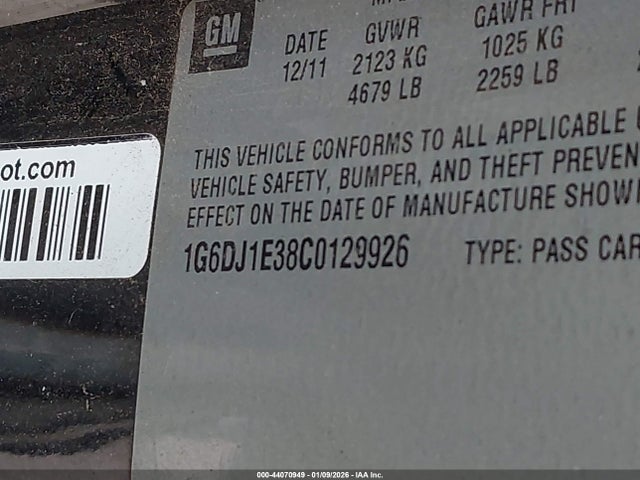 2012 CADILLAC CTS 1G6DJ1E38C0129926 Photo 8