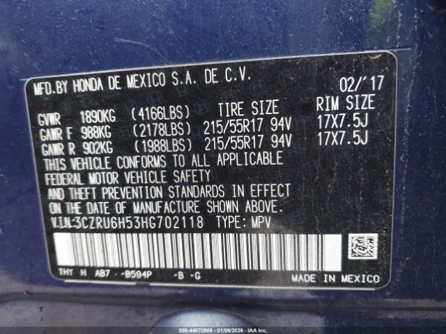 2017 HONDA HR-V 3CZRU6H53HG702118 Photo 8