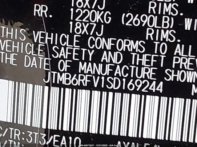 JTMB6RFV1SD169244 Toyota Rav4 Hybrid Xle Premium