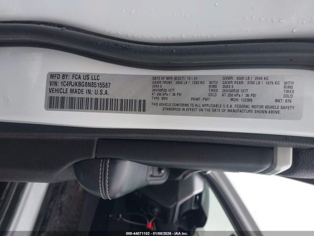 1C4RJKBG8N8515587 Jeep Grand Cherokee L Limited 4x4