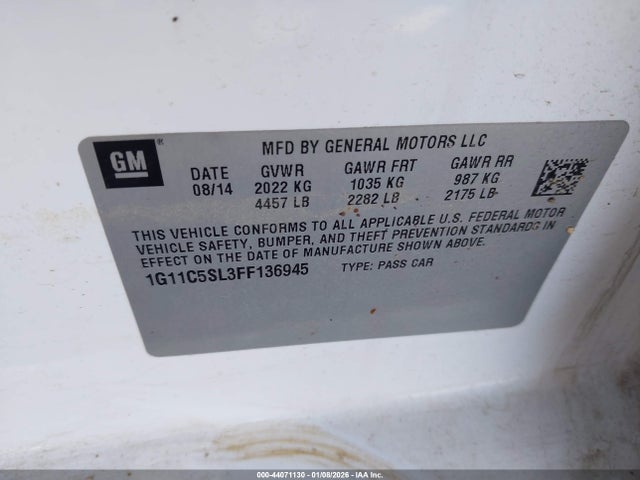 Chevrolet MALIBU 1LT 2015 1G11C5SL3FF136945 Image 9