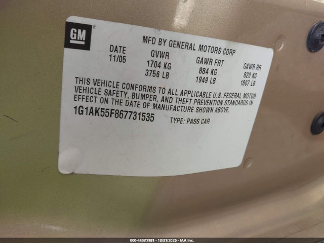 2006 CHEVROLET COBALT 1G1AK55F867731535 Photo 8