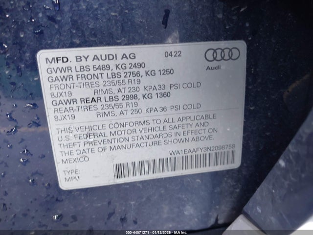 2022 AUDI Q5 WA1EAAFY3N2098758 Photo 8
