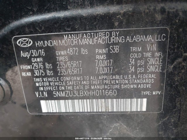5NMZU3LBXHH011660 Hyundai Santa Fe Sport 2.4l