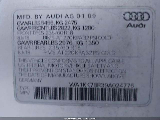 2009 AUDI Q5 WA1KK78R39A024776 Photo 8