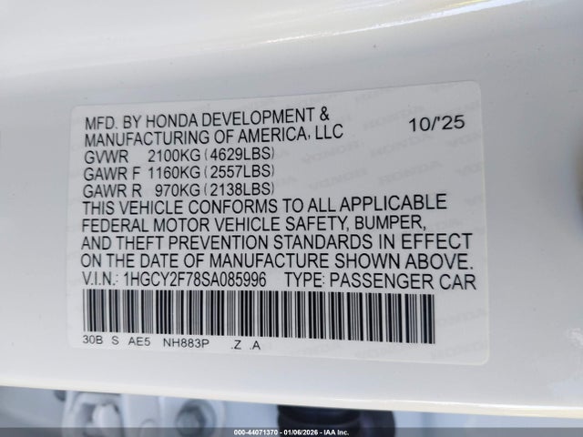 1HGCY2F78SA085996 Honda Accord Hybrid Sport-l