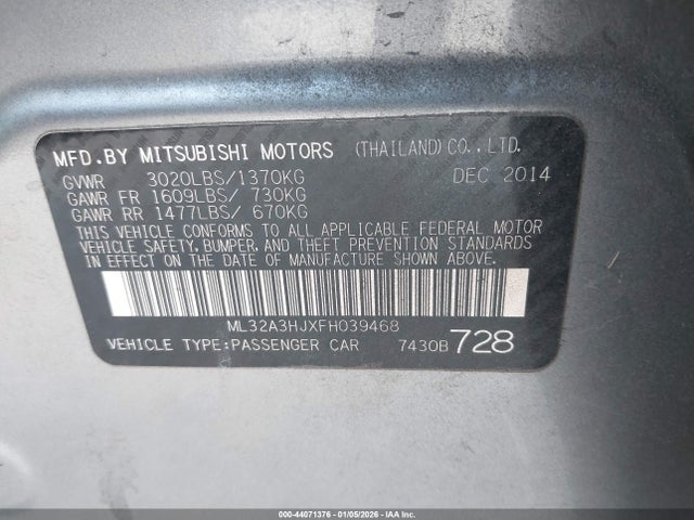 2015 MITSUBISHI MIRAGE ML32A3HJXFH039468 Photo 8